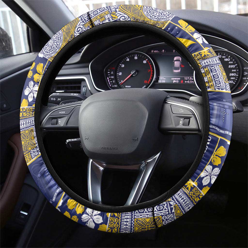 Tokelau Manuia te Kilihimahi Steering Wheel Cover Pacific Patchwork Xmas Vibes - Polynesian Pride