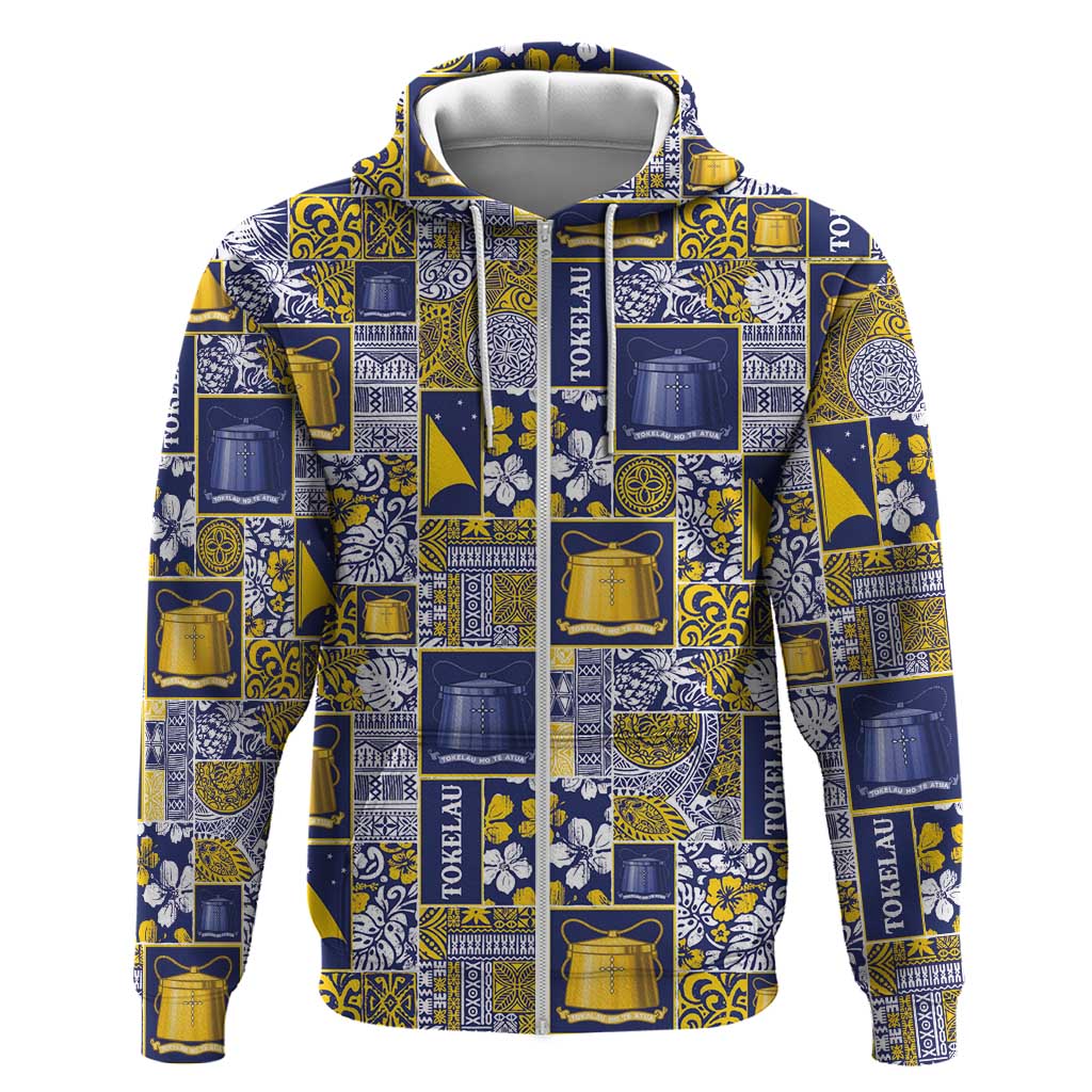 Tokelau Manuia te Kilihimahi Zip Hoodie Pacific Patchwork Xmas Vibes - Polynesian Pride