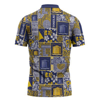Tokelau Manuia te Kilihimahi Zipper Polo Shirt Pacific Patchwork Xmas Vibes - Polynesian Pride