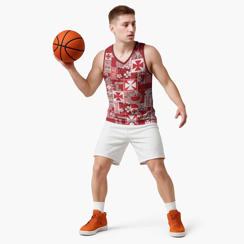 Wallis Et Futuna Kilisimasi Fiefia Basketball Jersey Pacific Patchwork Xmas Vibes - Polynesian Pride