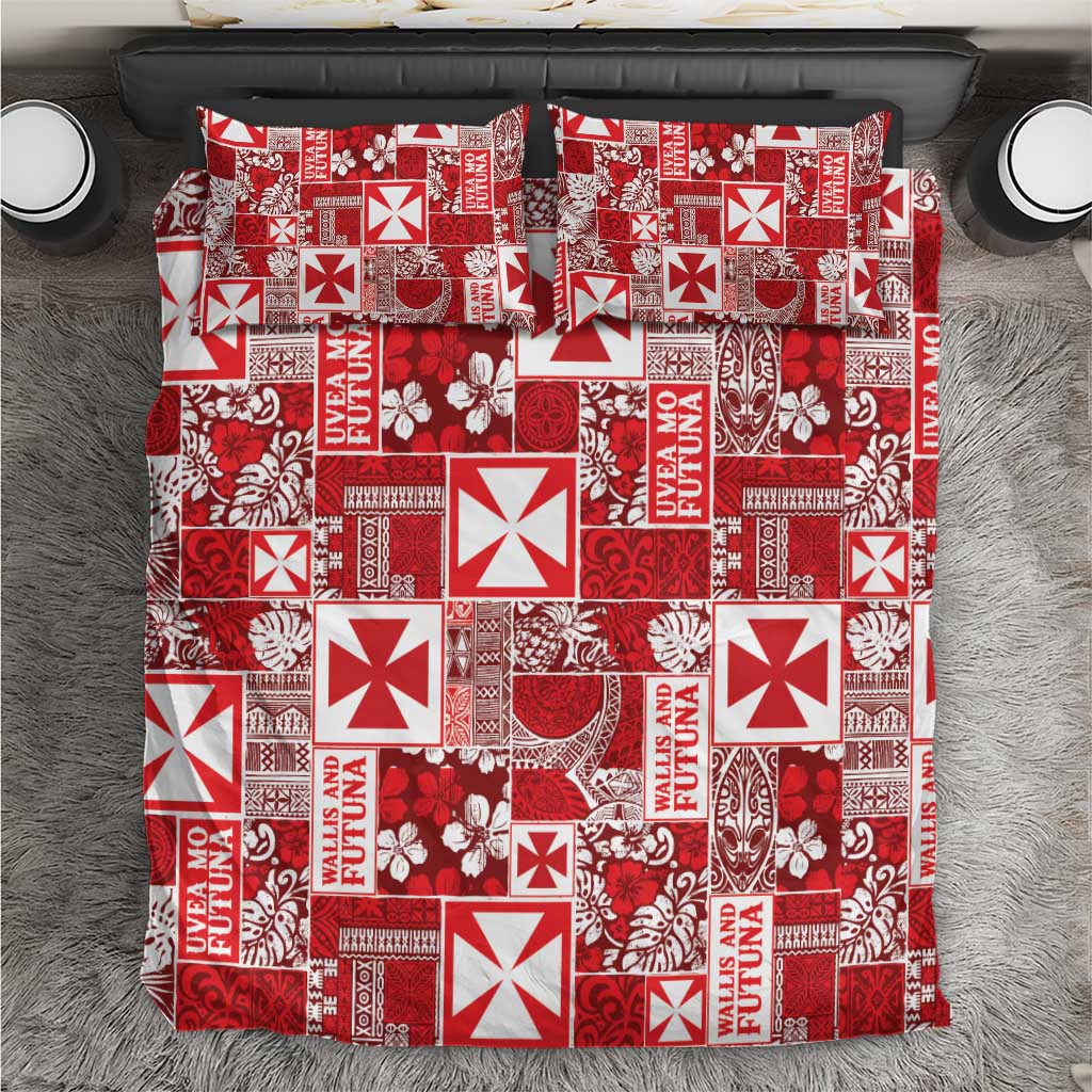 Wallis Et Futuna Kilisimasi Fiefia Bedding Set Pacific Patchwork Xmas Vibes LT9 Red - Polynesian Pride