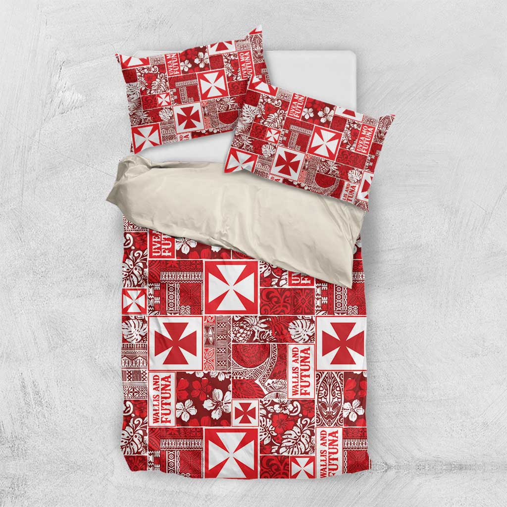 Wallis Et Futuna Kilisimasi Fiefia Bedding Set Pacific Patchwork Xmas Vibes LT9 US Twin 172cm x 218cm Red - Polynesian Pride