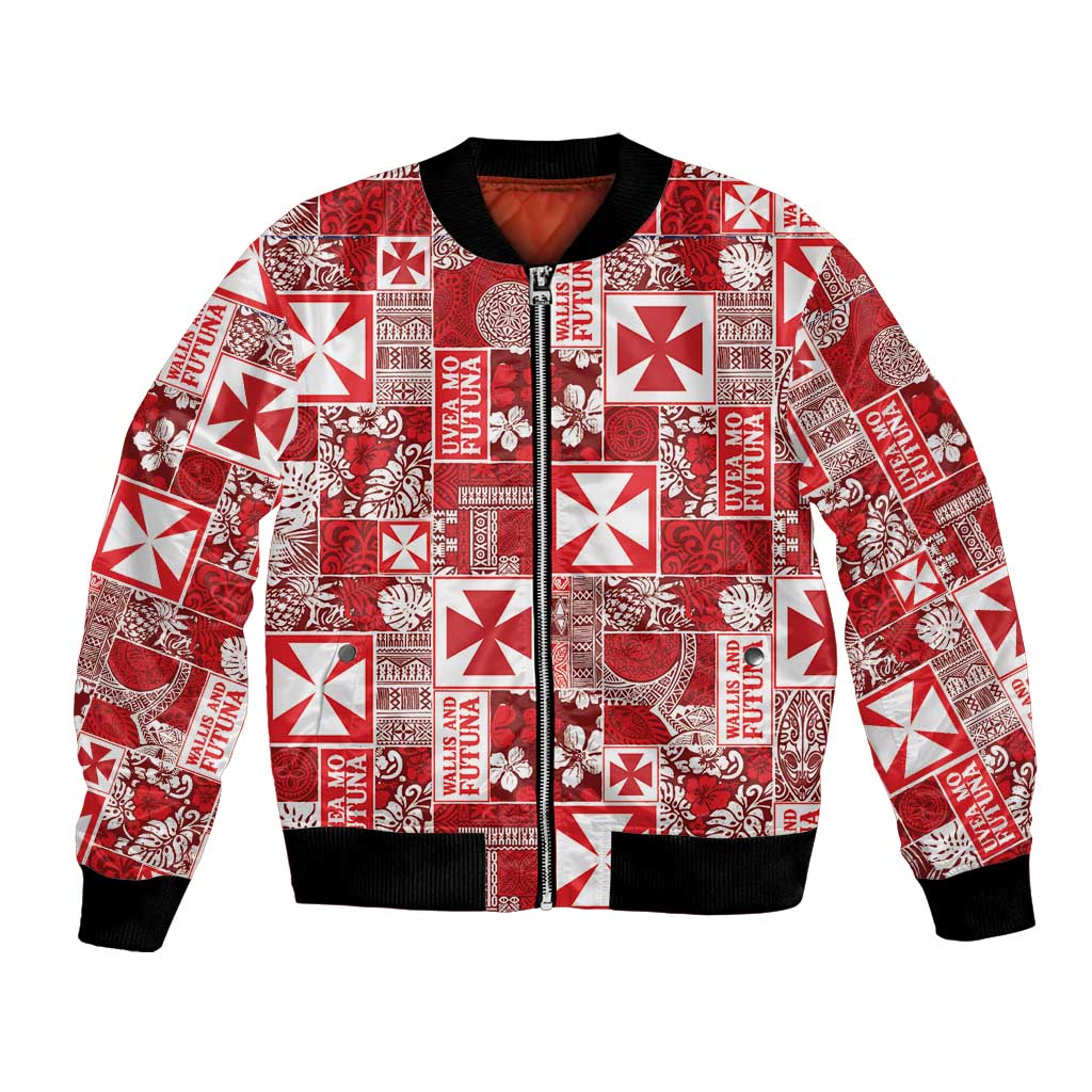 Wallis Et Futuna Kilisimasi Fiefia Bomber Jacket Pacific Patchwork Xmas Vibes - Polynesian Pride