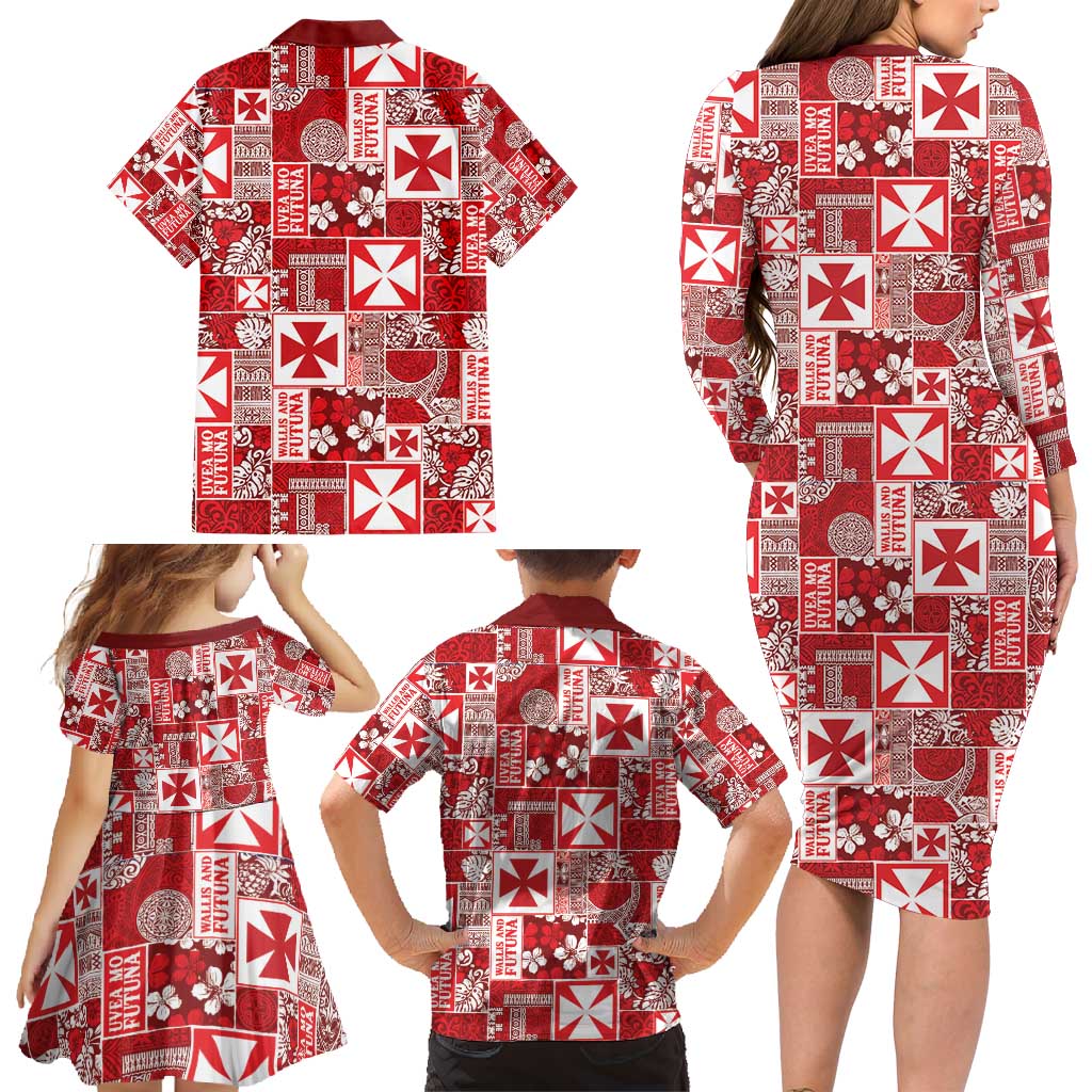 Wallis Et Futuna Kilisimasi Fiefia Family Matching Long Sleeve Bodycon Dress and Hawaiian Shirt Pacific Patchwork Xmas Vibes - Polynesian Pride