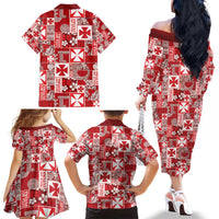 Wallis Et Futuna Kilisimasi Fiefia Family Matching Off The Shoulder Long Sleeve Dress and Hawaiian Shirt Pacific Patchwork Xmas Vibes - Polynesian Pride