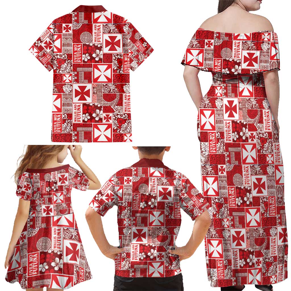 Wallis Et Futuna Kilisimasi Fiefia Family Matching Off Shoulder Maxi Dress and Hawaiian Shirt Pacific Patchwork Xmas Vibes - Polynesian Pride