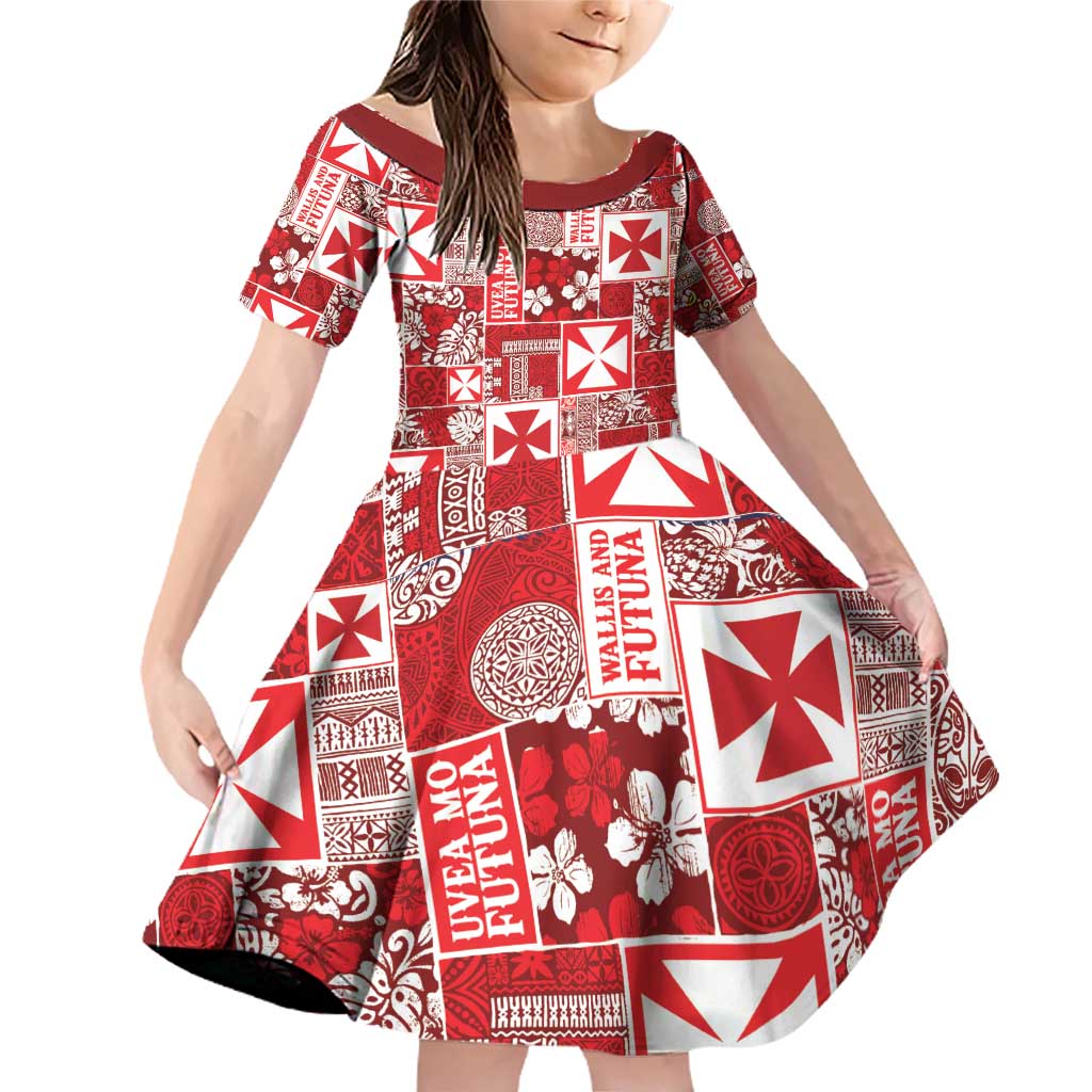 Wallis Et Futuna Kilisimasi Fiefia Family Matching Off Shoulder Short Dress and Hawaiian Shirt Pacific Patchwork Xmas Vibes - Polynesian Pride