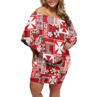 Wallis Et Futuna Kilisimasi Fiefia Family Matching Off Shoulder Short Dress and Hawaiian Shirt Pacific Patchwork Xmas Vibes - Polynesian Pride