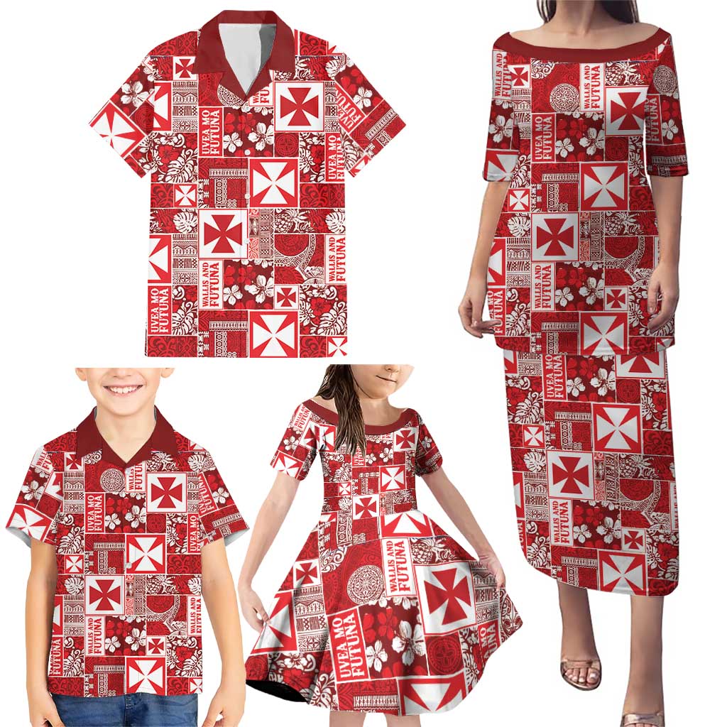 Wallis Et Futuna Kilisimasi Fiefia Family Matching Puletasi and Hawaiian Shirt Pacific Patchwork Xmas Vibes - Polynesian Pride