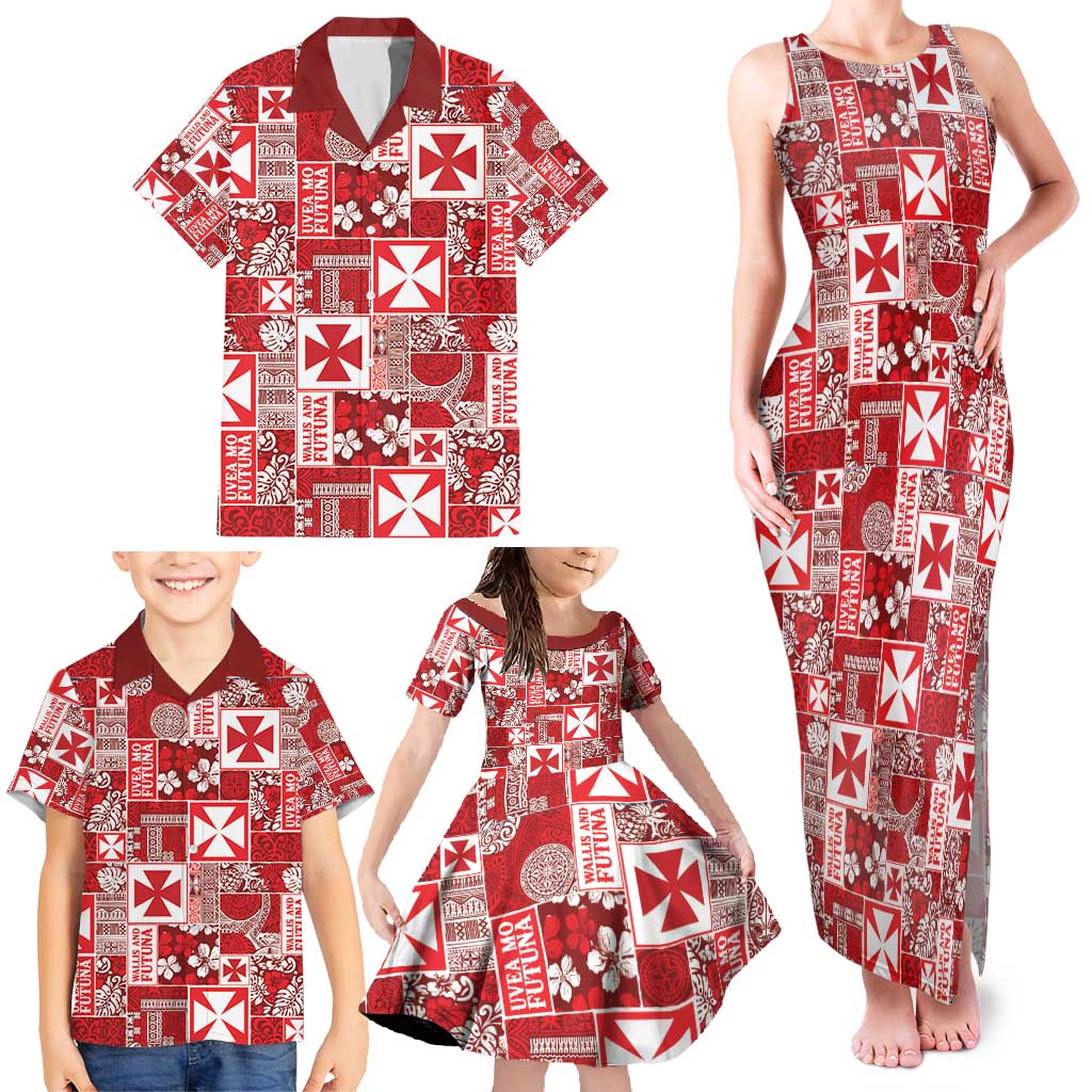 Wallis Et Futuna Kilisimasi Fiefia Family Matching Tank Maxi Dress and Hawaiian Shirt Pacific Patchwork Xmas Vibes - Polynesian Pride