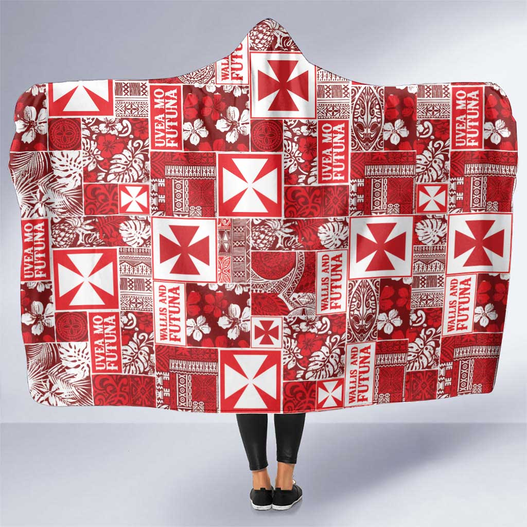Wallis Et Futuna Kilisimasi Fiefia Hooded Blanket Pacific Patchwork Xmas Vibes - Polynesian Pride