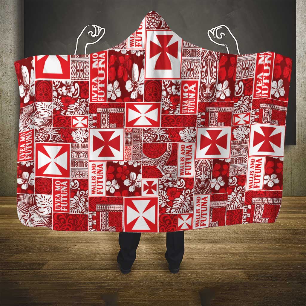 Wallis Et Futuna Kilisimasi Fiefia Hooded Blanket Pacific Patchwork Xmas Vibes - Polynesian Pride