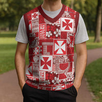 Wallis Et Futuna Kilisimasi Fiefia Christmas Knitted V-Neck Vest Pacific Patchwork Xmas Vibes LT9 - Polynesian Pride
