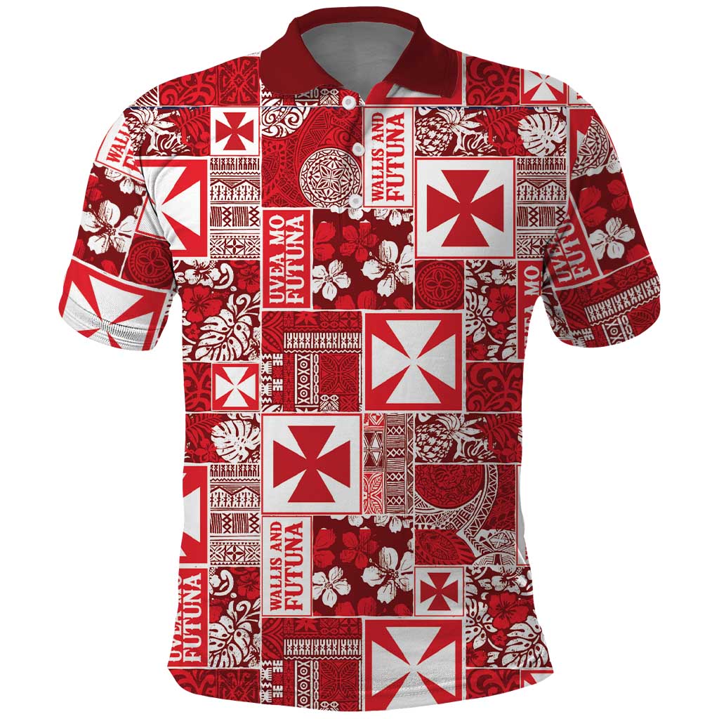 Wallis Et Futuna Kilisimasi Fiefia Polo Shirt Pacific Patchwork Xmas Vibes - Polynesian Pride