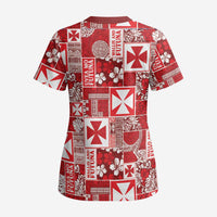 Wallis Et Futuna Kilisimasi Fiefia Scrub Top Pacific Patchwork Xmas Vibes LT9 - Polynesian Pride