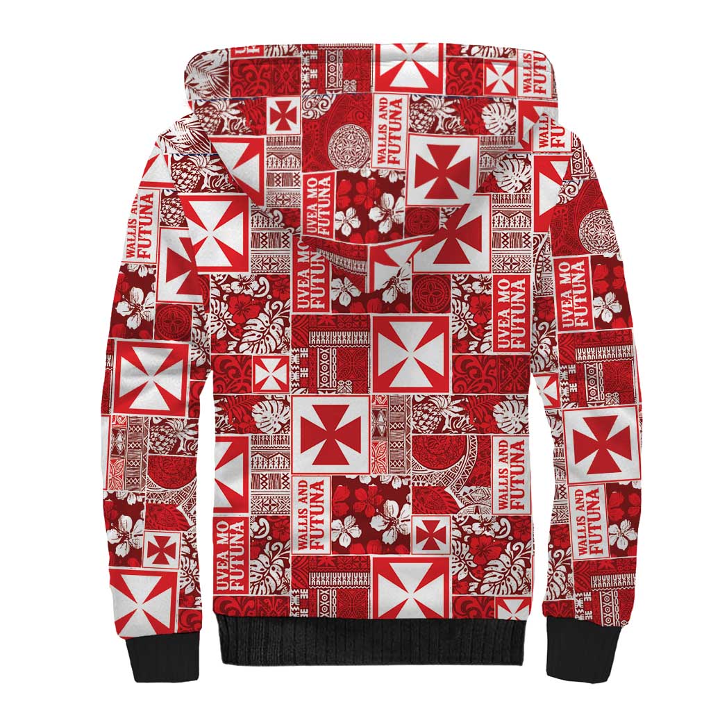 Wallis Et Futuna Kilisimasi Fiefia Sherpa Hoodie Pacific Patchwork Xmas Vibes - Polynesian Pride