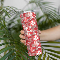 Wallis Et Futuna Kilisimasi Fiefia Skinny Tumbler Pacific Patchwork Xmas Vibes LT9 - Polynesian Pride