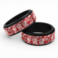 Wallis Et Futuna Kilisimasi Fiefia Spinner Ring Pacific Patchwork Xmas Vibes LT9 Black Red - Polynesian Pride