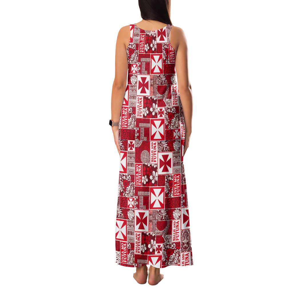 Wallis Et Futuna Kilisimasi Fiefia Tank Maxi Dress Pacific Patchwork Xmas Vibes - Polynesian Pride