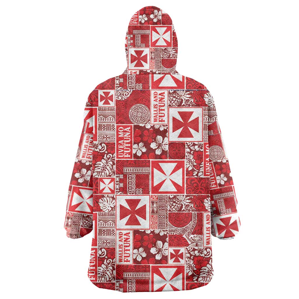Wallis Et Futuna Kilisimasi Fiefia Wearable Blanket Hoodie Pacific Patchwork Xmas Vibes - Polynesian Pride