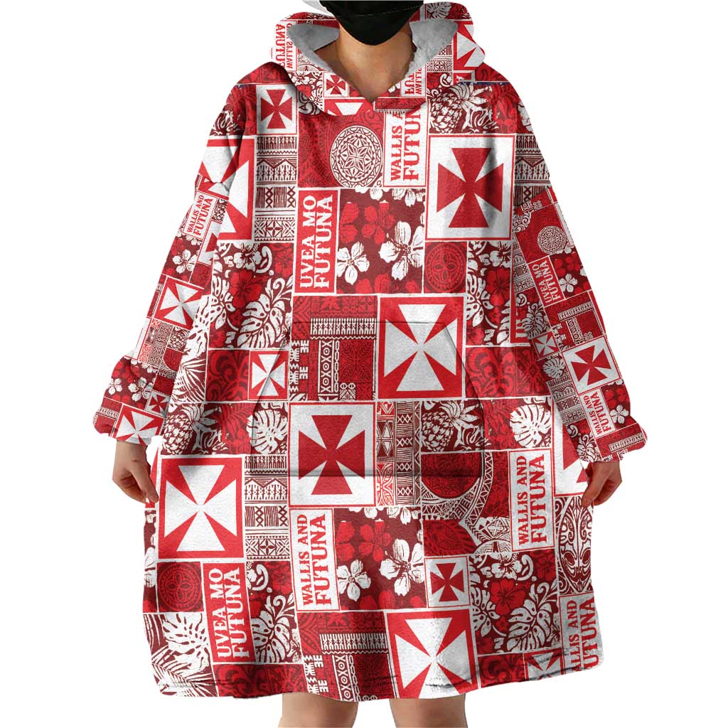 Wallis Et Futuna Kilisimasi Fiefia Wearable Blanket Hoodie Pacific Patchwork Xmas Vibes - Polynesian Pride