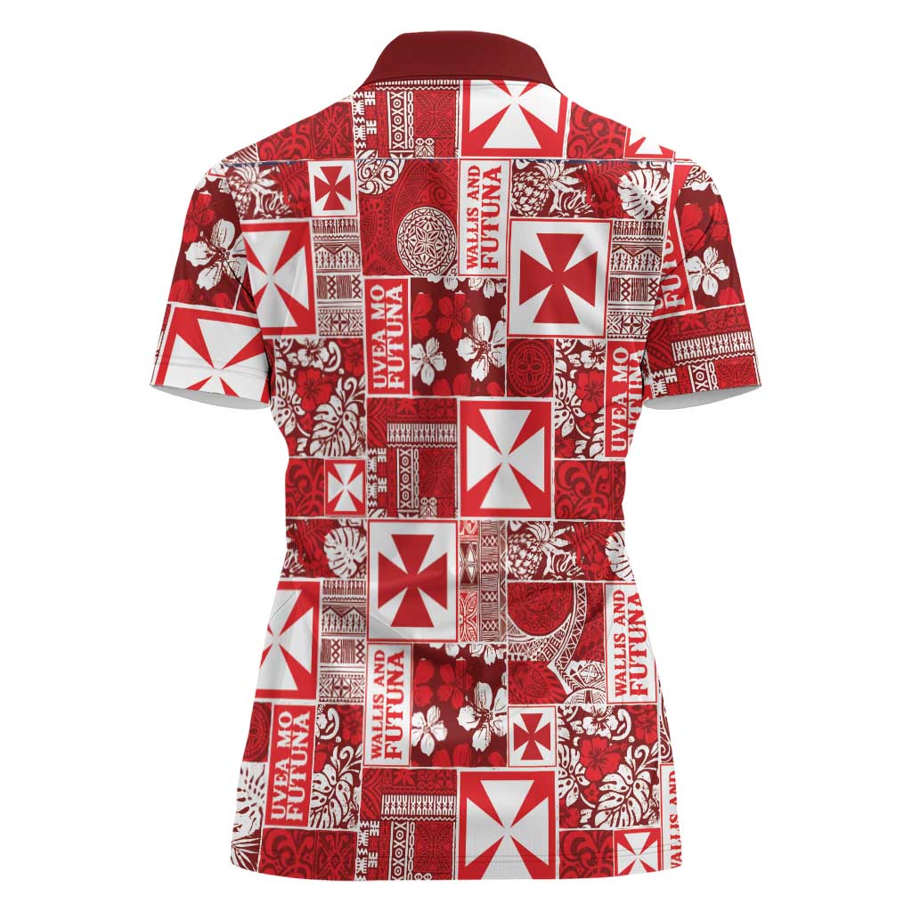 Wallis Et Futuna Kilisimasi Fiefia Women Polo Shirt Pacific Patchwork Xmas Vibes LT9 - Polynesian Pride