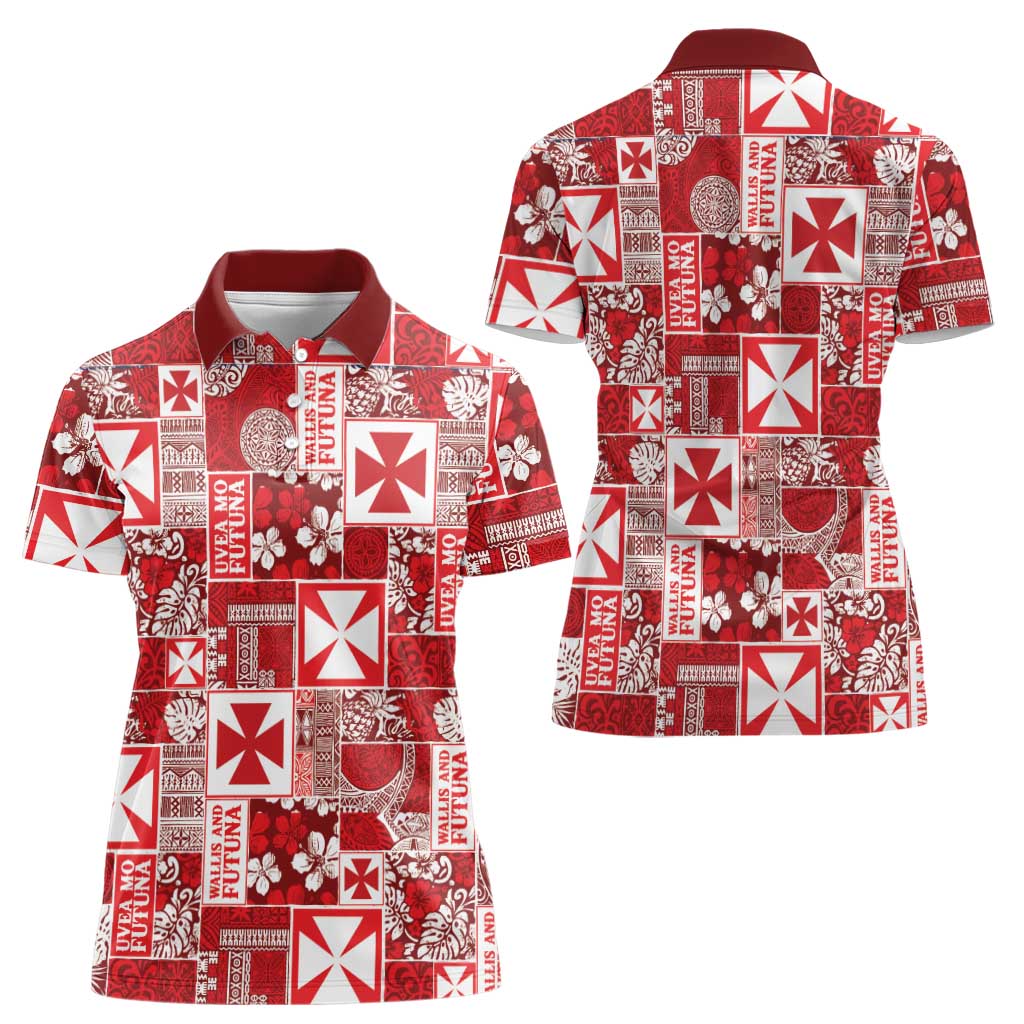 Wallis Et Futuna Kilisimasi Fiefia Women Polo Shirt Pacific Patchwork Xmas Vibes LT9 - Polynesian Pride