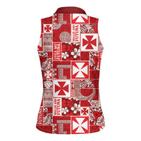 Wallis Et Futuna Kilisimasi Fiefia Women Sleeveless Polo Shirt Pacific Patchwork Xmas Vibes LT9 - Polynesian Pride