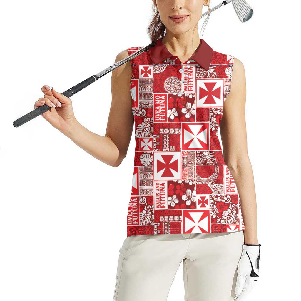 Wallis Et Futuna Kilisimasi Fiefia Women Sleeveless Polo Shirt Pacific Patchwork Xmas Vibes LT9 - Polynesian Pride