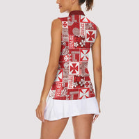 Wallis Et Futuna Kilisimasi Fiefia Women Sleeveless Polo Shirt Pacific Patchwork Xmas Vibes LT9 - Polynesian Pride