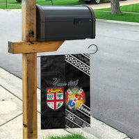 Fiji Tonga Coat of Arm Personalised Garden Flag With Masi Tapa and Tongan Ngatu Together LT9 - Polynesian Pride