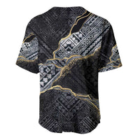 Polynesian Tribal Tattoo Baseball Jersey Dark Marble Pattern LT9 - Polynesian Pride