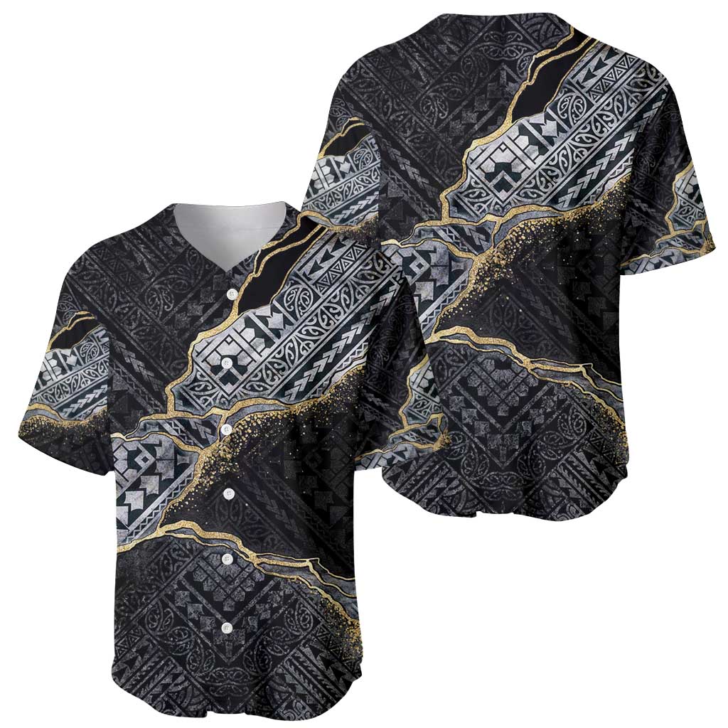 Polynesian Tribal Tattoo Baseball Jersey Dark Marble Pattern LT9 - Polynesian Pride