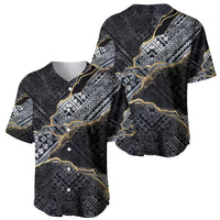 Polynesian Tribal Tattoo Baseball Jersey Dark Marble Pattern LT9 - Polynesian Pride