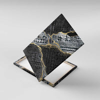 Polynesian Tribal Tattoo Canvas Wall Art Dark Marble Pattern