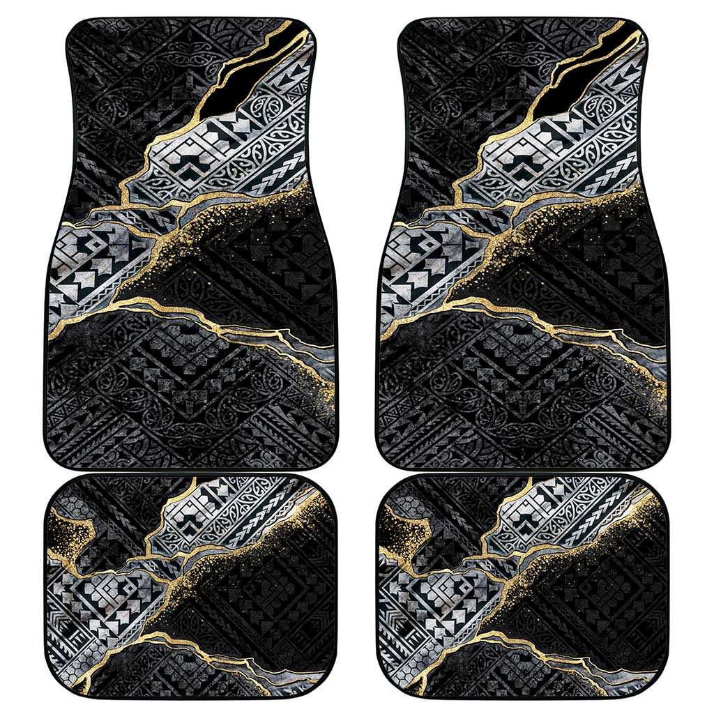 Polynesian Tribal Tattoo Car Mats Dark Marble Pattern