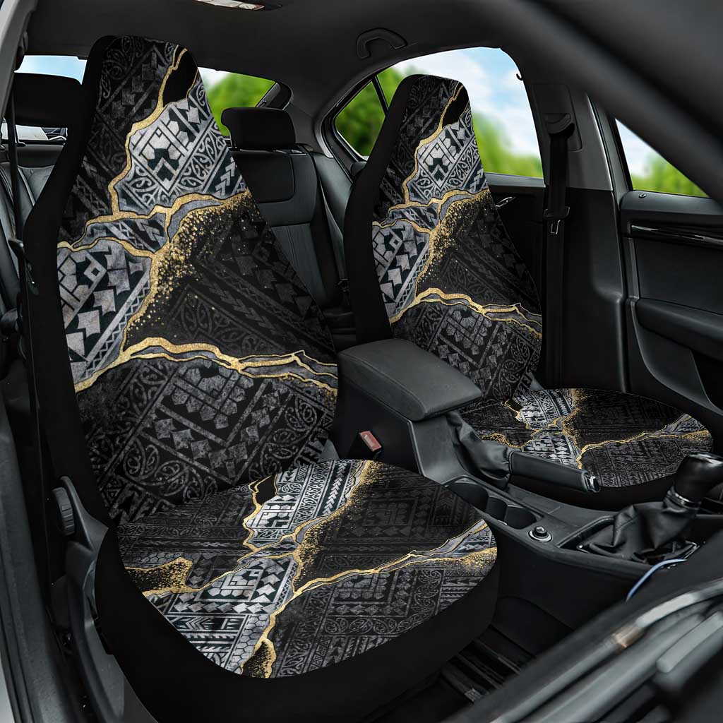 Polynesian Tribal Tattoo Car Seat Cover Dark Marble Pattern LT9 One Size Black - Polynesian Pride