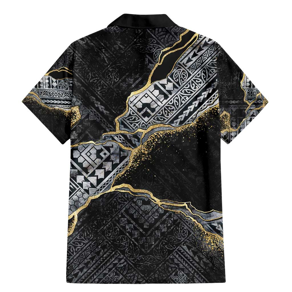 Polynesian Tribal Tattoo Family Matching Mermaid Dress and Hawaiian Shirt Dark Marble Pattern LT9 - Polynesian Pride