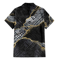 Polynesian Tribal Tattoo Family Matching Mermaid Dress and Hawaiian Shirt Dark Marble Pattern LT9 - Polynesian Pride