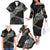 Polynesian Tribal Tattoo Family Matching Off The Shoulder Long Sleeve Dress and Hawaiian Shirt Dark Marble Pattern