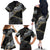 Polynesian Tribal Tattoo Family Matching Off The Shoulder Long Sleeve Dress and Hawaiian Shirt Dark Marble Pattern