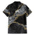 Polynesian Tribal Tattoo Family Matching Off The Shoulder Long Sleeve Dress and Hawaiian Shirt Dark Marble Pattern
