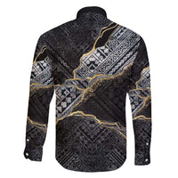 Polynesian Tribal Tattoo Family Matching Summer Maxi Dress and Hawaiian Shirt Dark Marble Pattern LT9 - Polynesian Pride