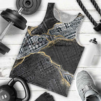 Polynesian Tribal Tattoo Men Tank Top Dark Marble Pattern