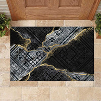 Polynesian Tribal Tattoo Rubber Doormat Dark Marble Pattern LT9 Black - Polynesian Pride