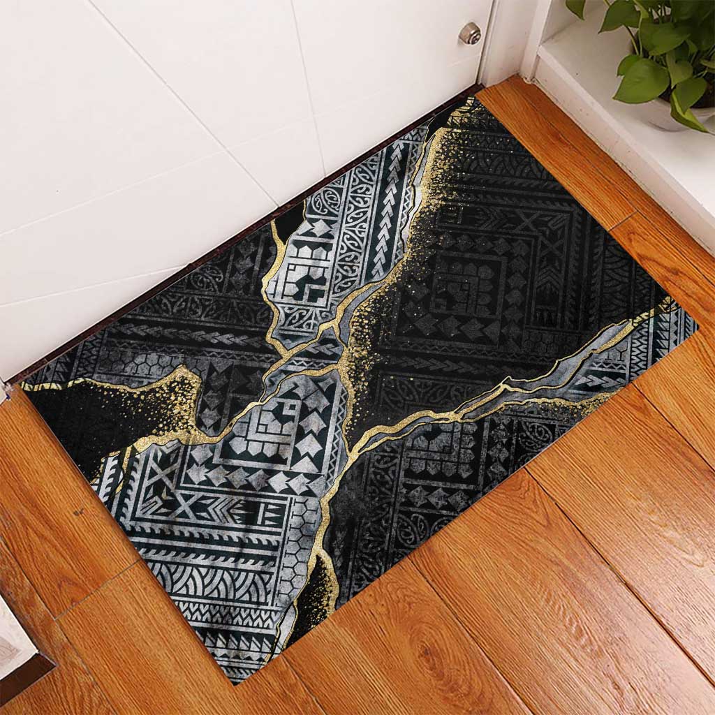 Polynesian Tribal Tattoo Rubber Doormat Dark Marble Pattern LT9 - Polynesian Pride