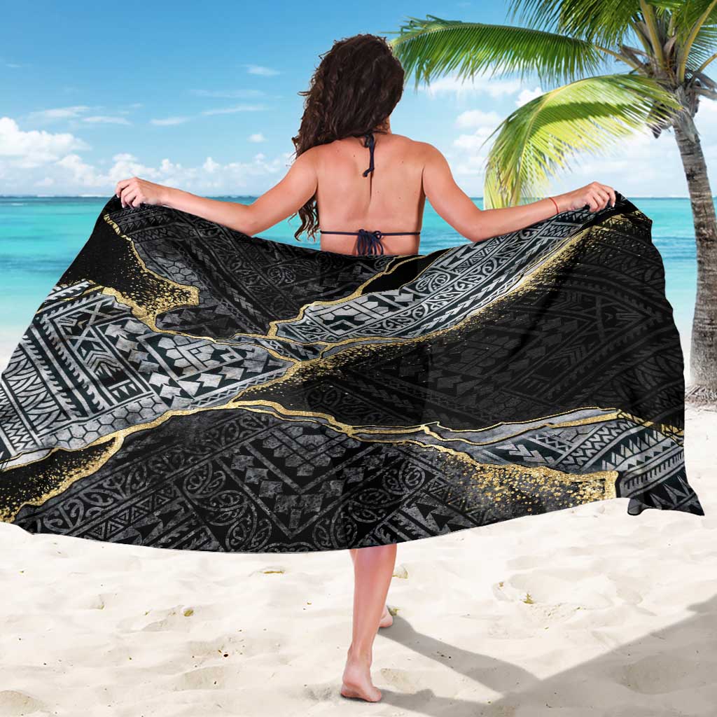 Polynesian Tribal Tattoo Sarong Dark Marble Pattern