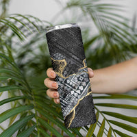 Polynesian Tribal Tattoo Skinny Tumbler Dark Marble Pattern LT9 - Polynesian Pride