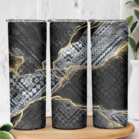 Polynesian Tribal Tattoo Skinny Tumbler Dark Marble Pattern LT9 - Polynesian Pride