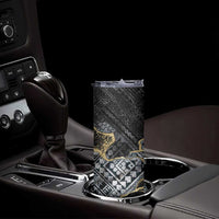 Polynesian Tribal Tattoo Skinny Tumbler Dark Marble Pattern LT9 - Polynesian Pride